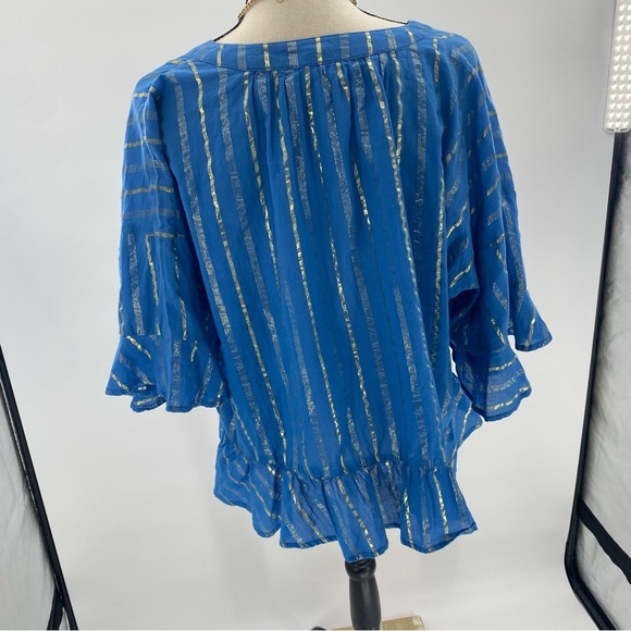 The Vetiver Collection Spanish Fly Top Blue Gold metallic size 6 - Picture 9 of 11